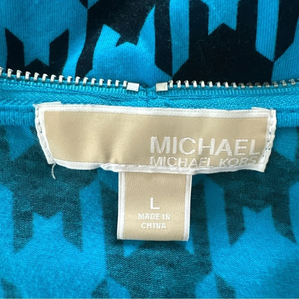 Michael Kors Graphic Sleeveless Blue and Black Blouse - Picture 11 of 13